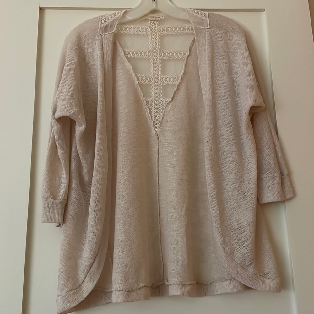 Painted Threads cream cardigan with lace back